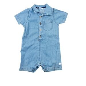 RuggedButts Chambray Collared Romper